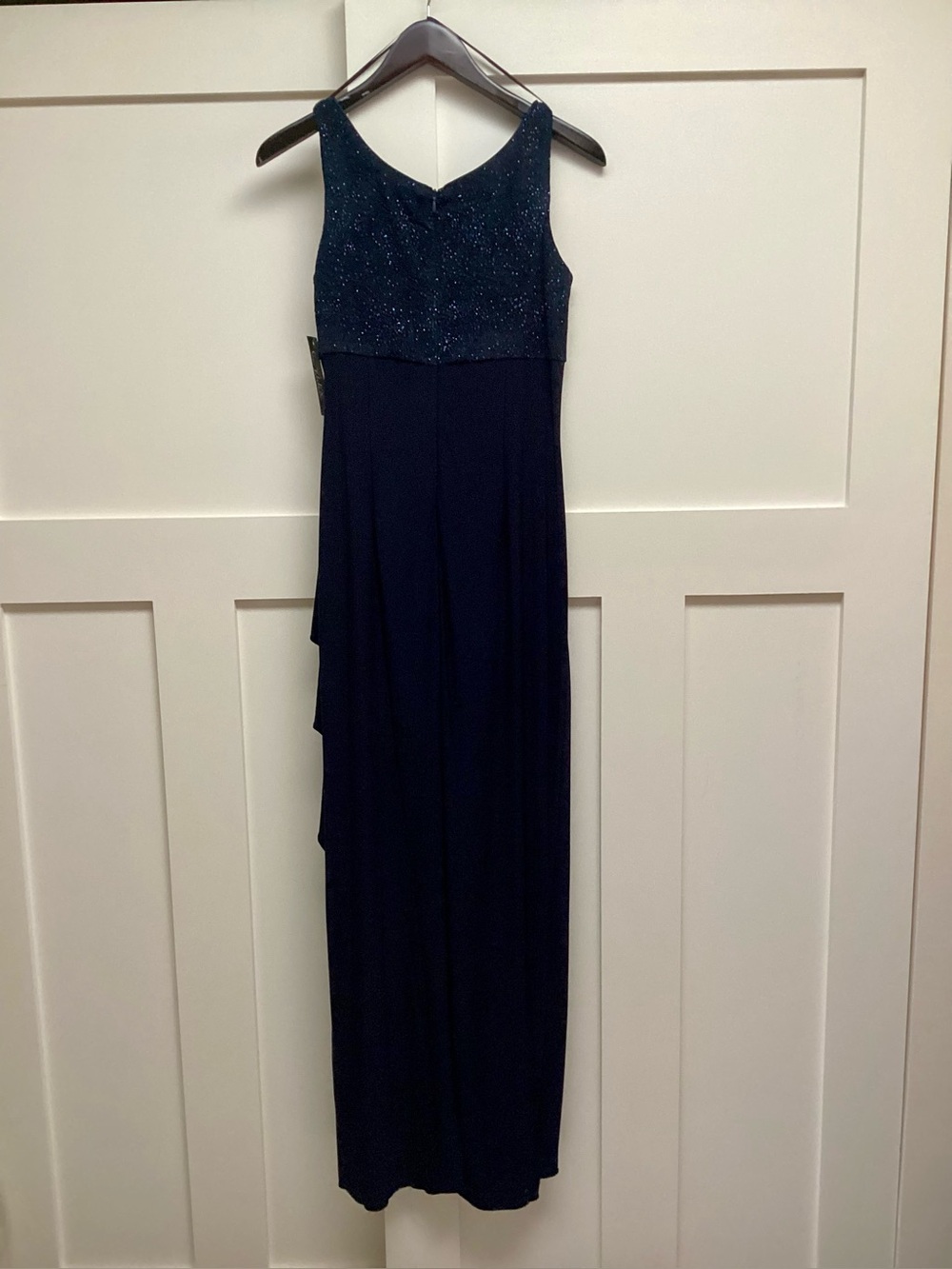 ALEX EVENINGS Matte Jersey Gown with Jacquard Bolero Jacket in Dark Navy. - Picture 9 of 12